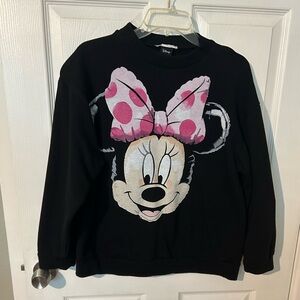 Zara Disney Minnie Mouse balloon black sweatshirt size Medium